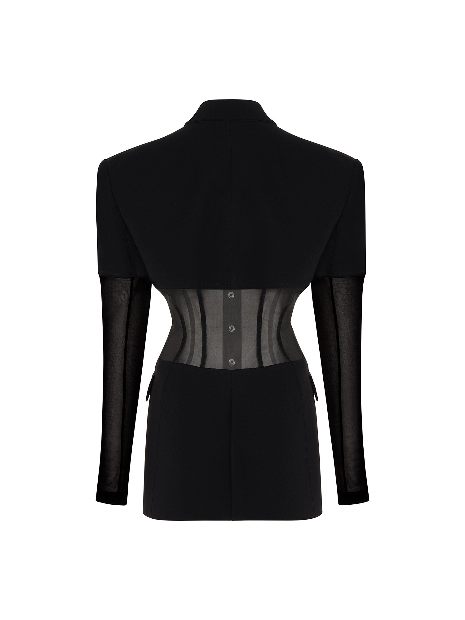 Veste croisée bi-matière transparente - Noir