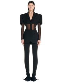 Veste croisée bi-matière transparente - Noir