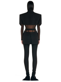 Veste croisée bi-matière transparente - Noir