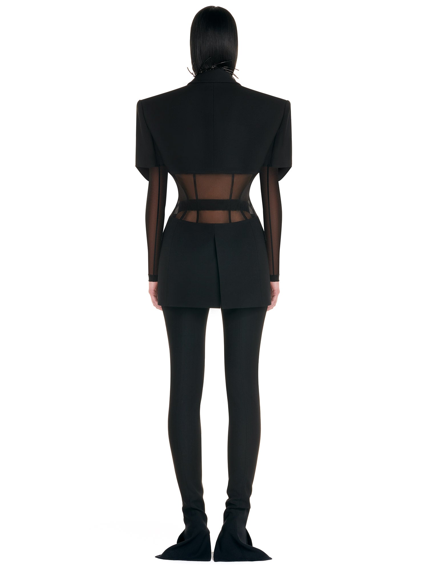 Veste croisée bi-matière transparente - Noir