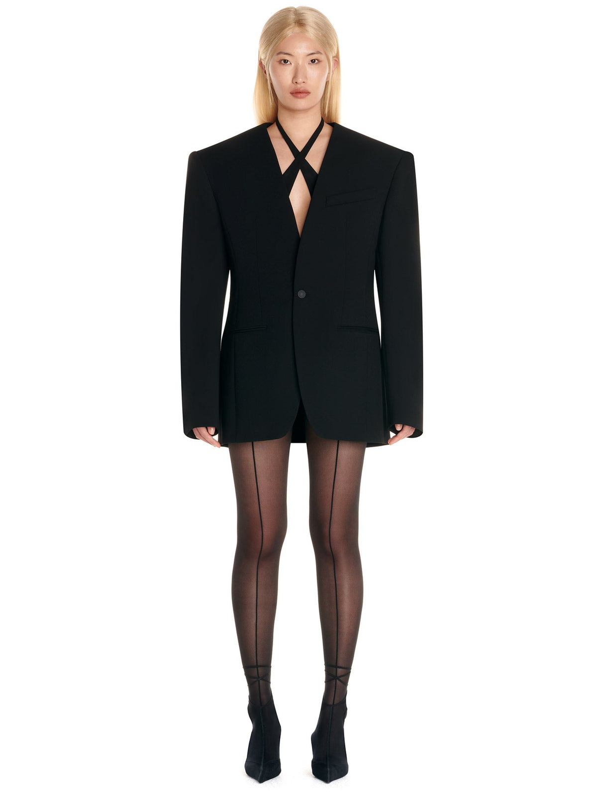 Veste de costume oversize en laine - Noir