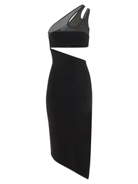 Robe en maille à une épaule - Noir