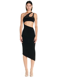 Robe en maille à une épaule - Noir
