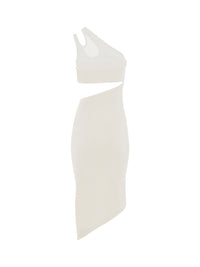 Robe en maille à une épaule - Blanc