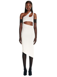 Robe en maille à une épaule - Blanc