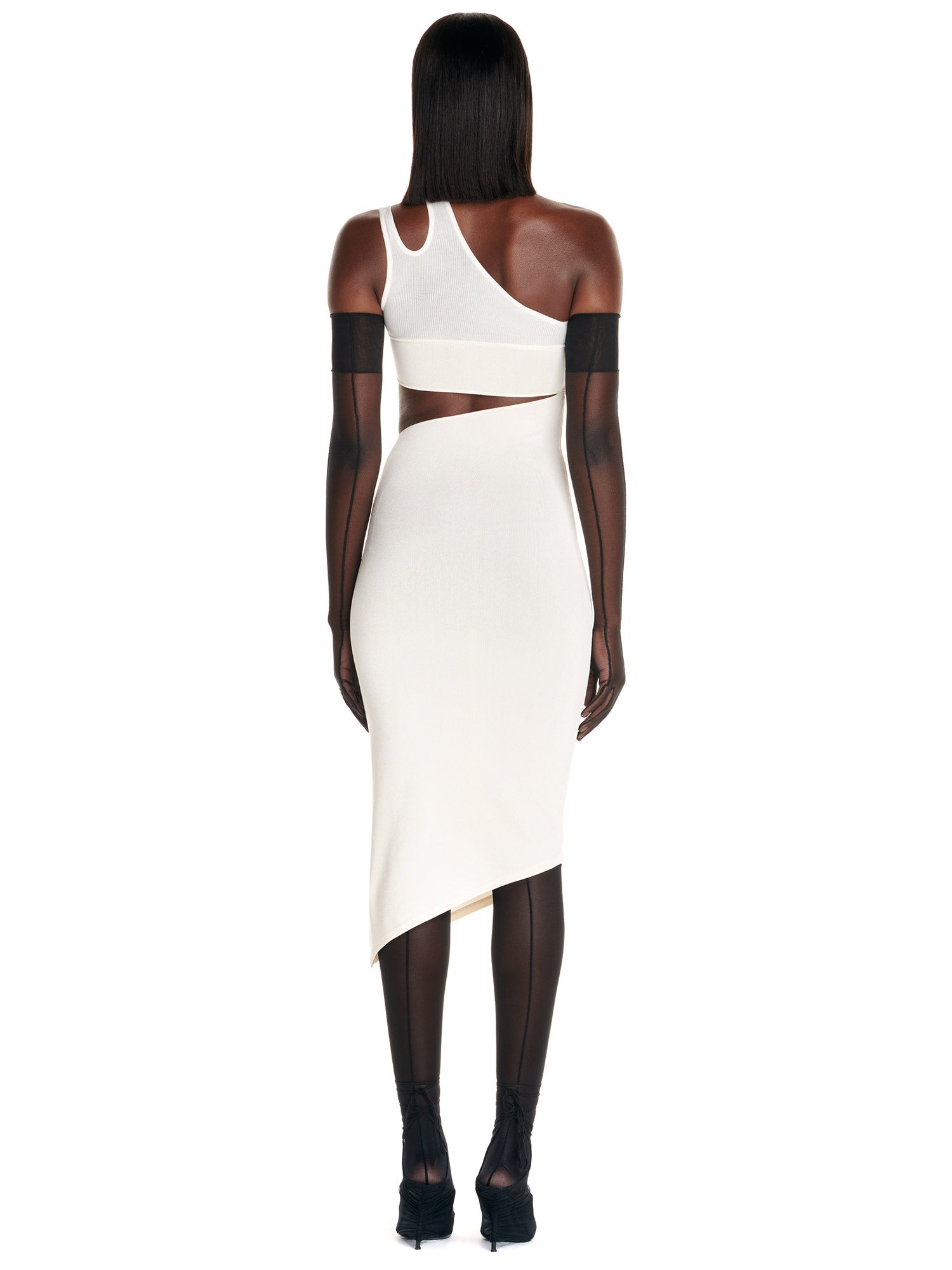 Robe en maille à une épaule - Blanc