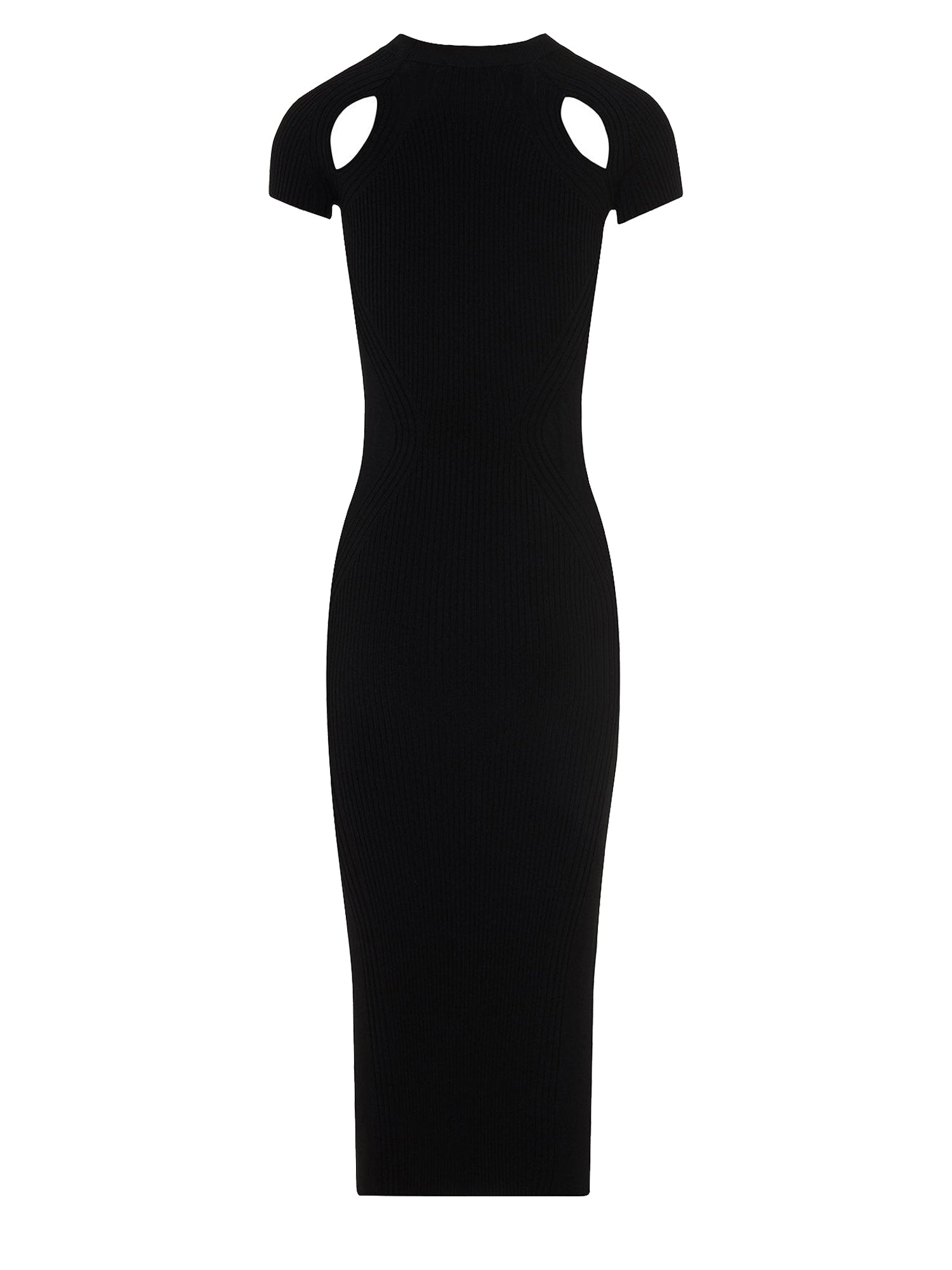 Robe midi en maille côtelée  - Noir