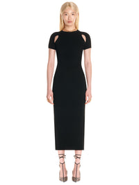 Robe midi en maille côtelée  - Noir