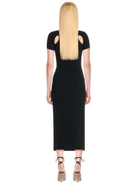 Robe midi en maille côtelée  - Noir