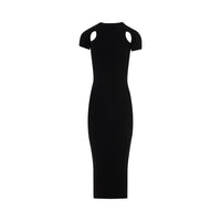 Robe midi en maille côtelée  - Noir