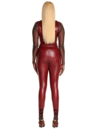 Leggings en jersey gaufré irisé - Dark Cherry