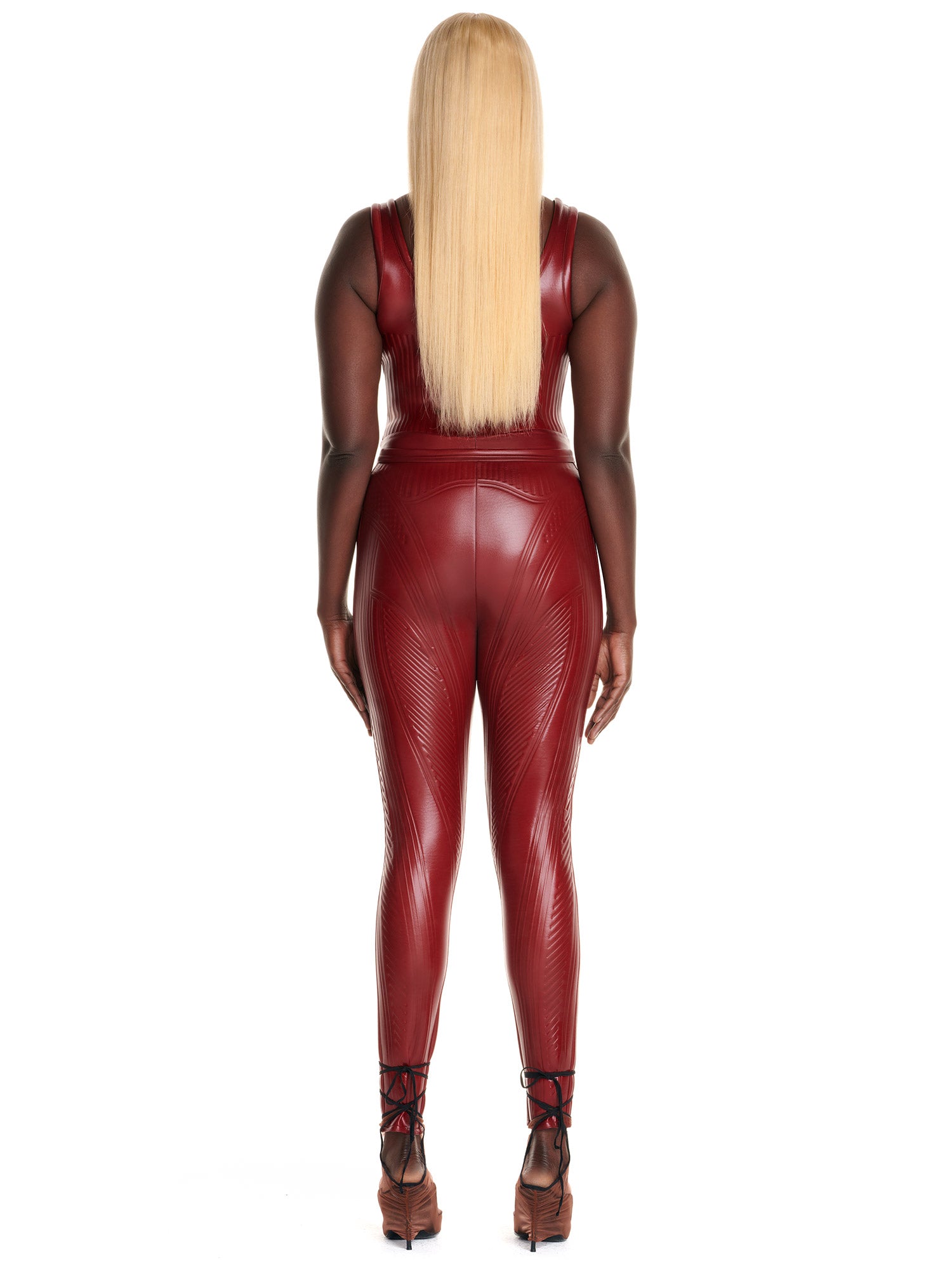 Leggings en jersey gaufré irisé - Dark Cherry