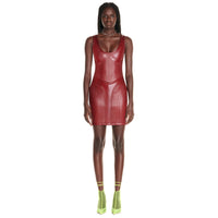 Robe débardeur en jersey embossé brillant - Dark Cherry