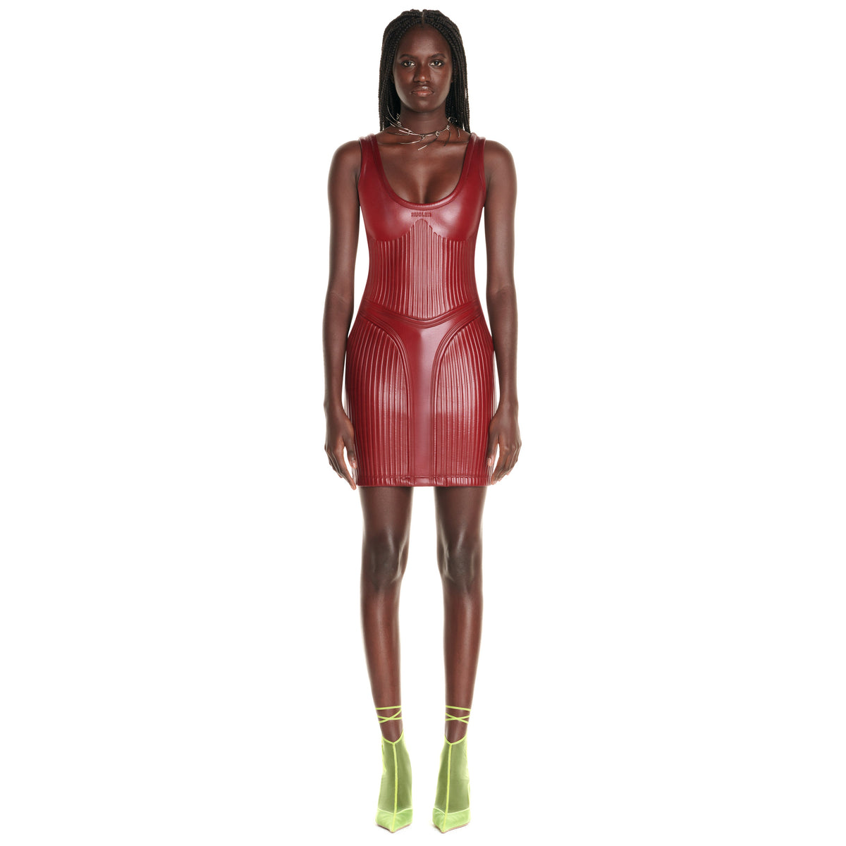 Robe débardeur en jersey embossé brillant - Dark Cherry
