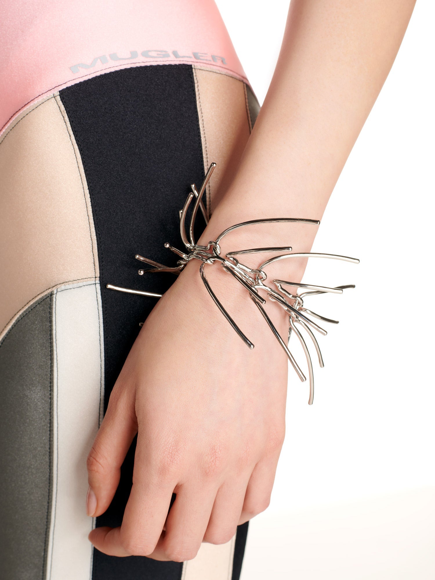 Grand bracelet à pointes articulées - Palladium