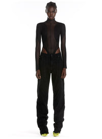 Body en tulle extensible - Noir