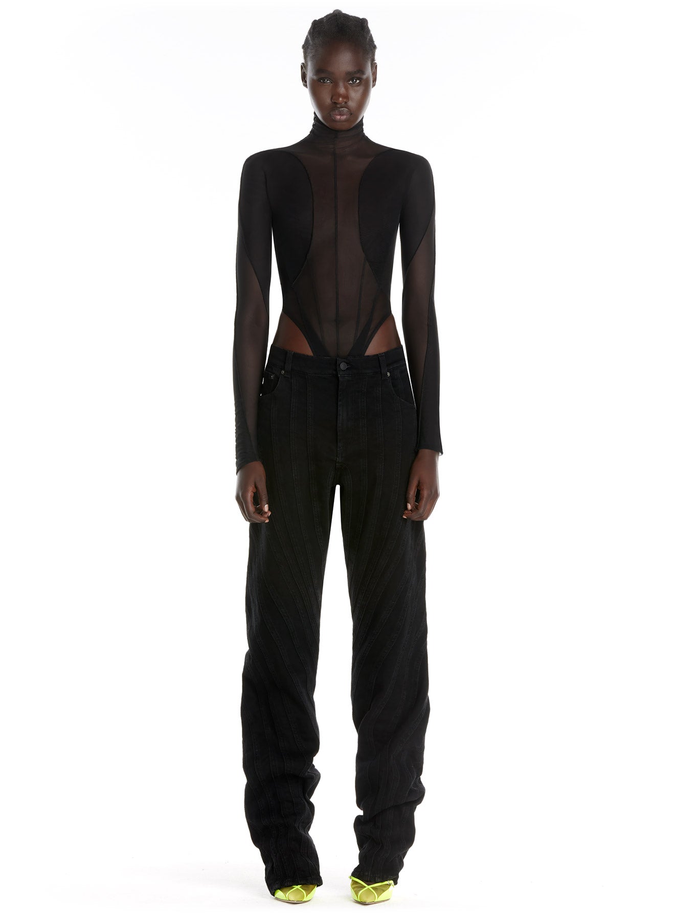 Body en tulle extensible - Noir