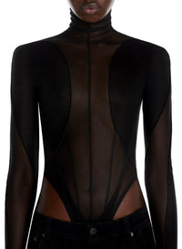 Body en tulle extensible - Noir