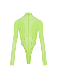 Body en tulle extensible - Neon Yellow