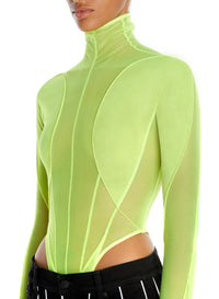 Body en tulle extensible - Neon Yellow