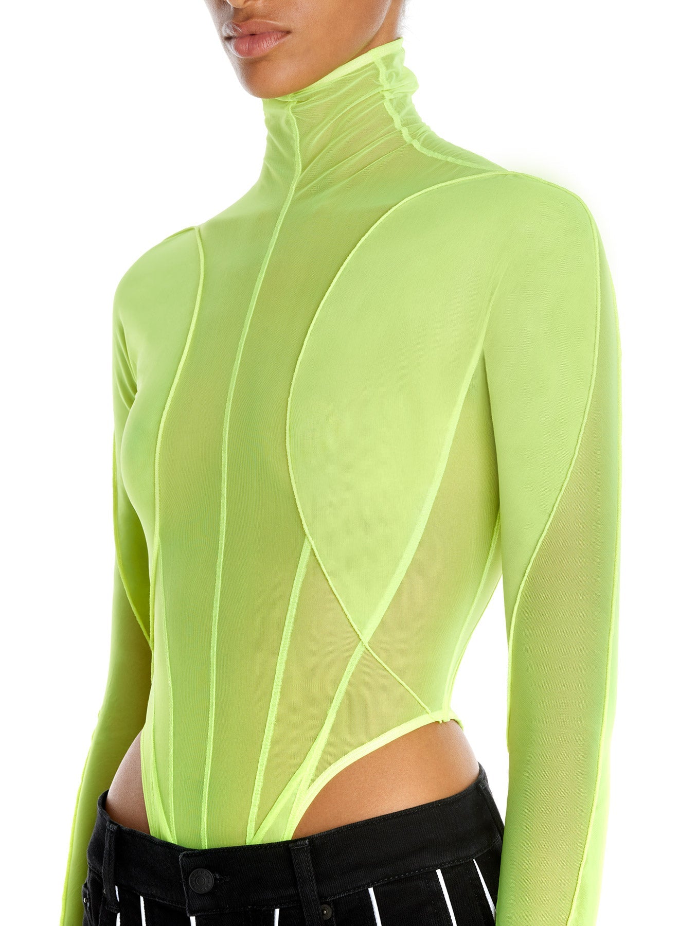 Body en tulle extensible - Neon Yellow