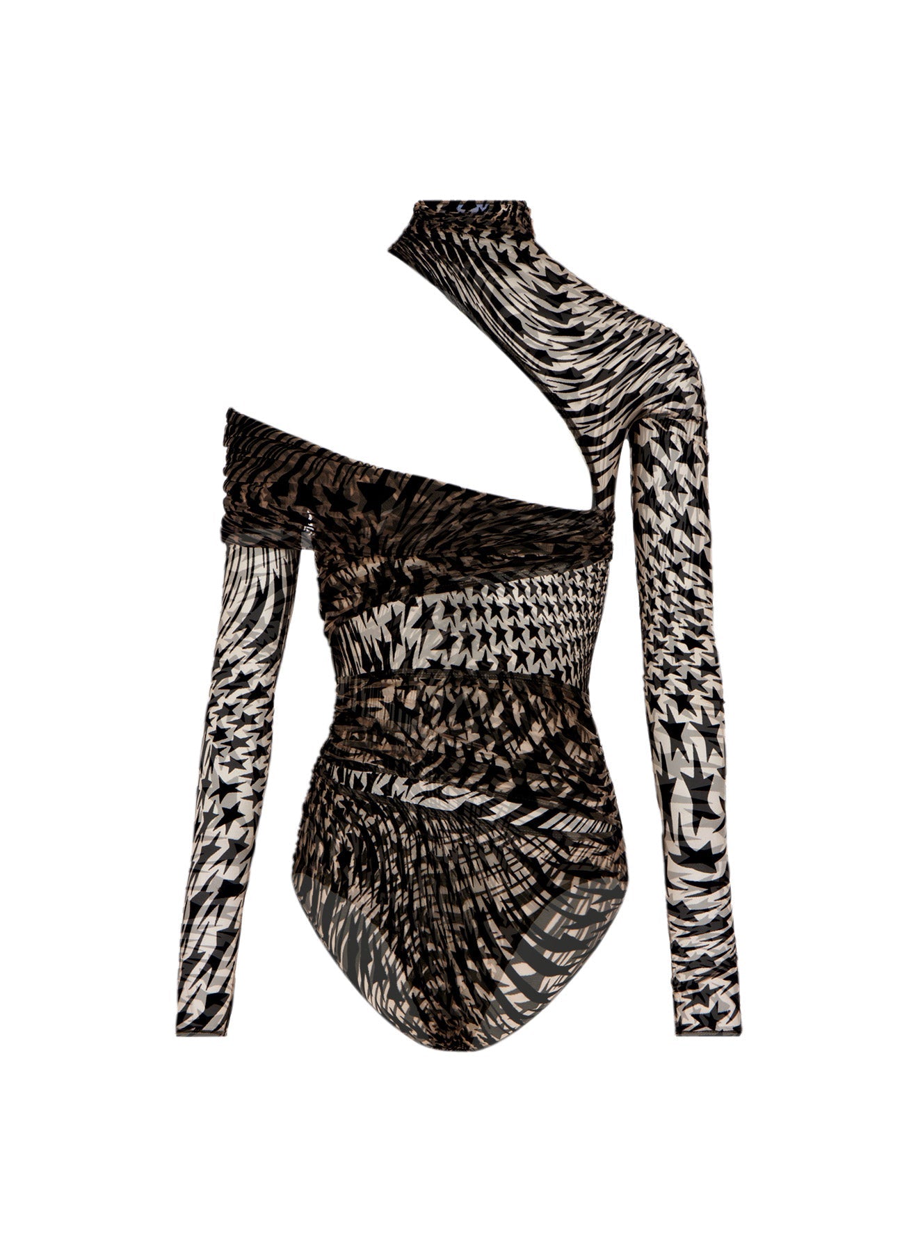 Body maille transparente étoilée - Noir & Nude
