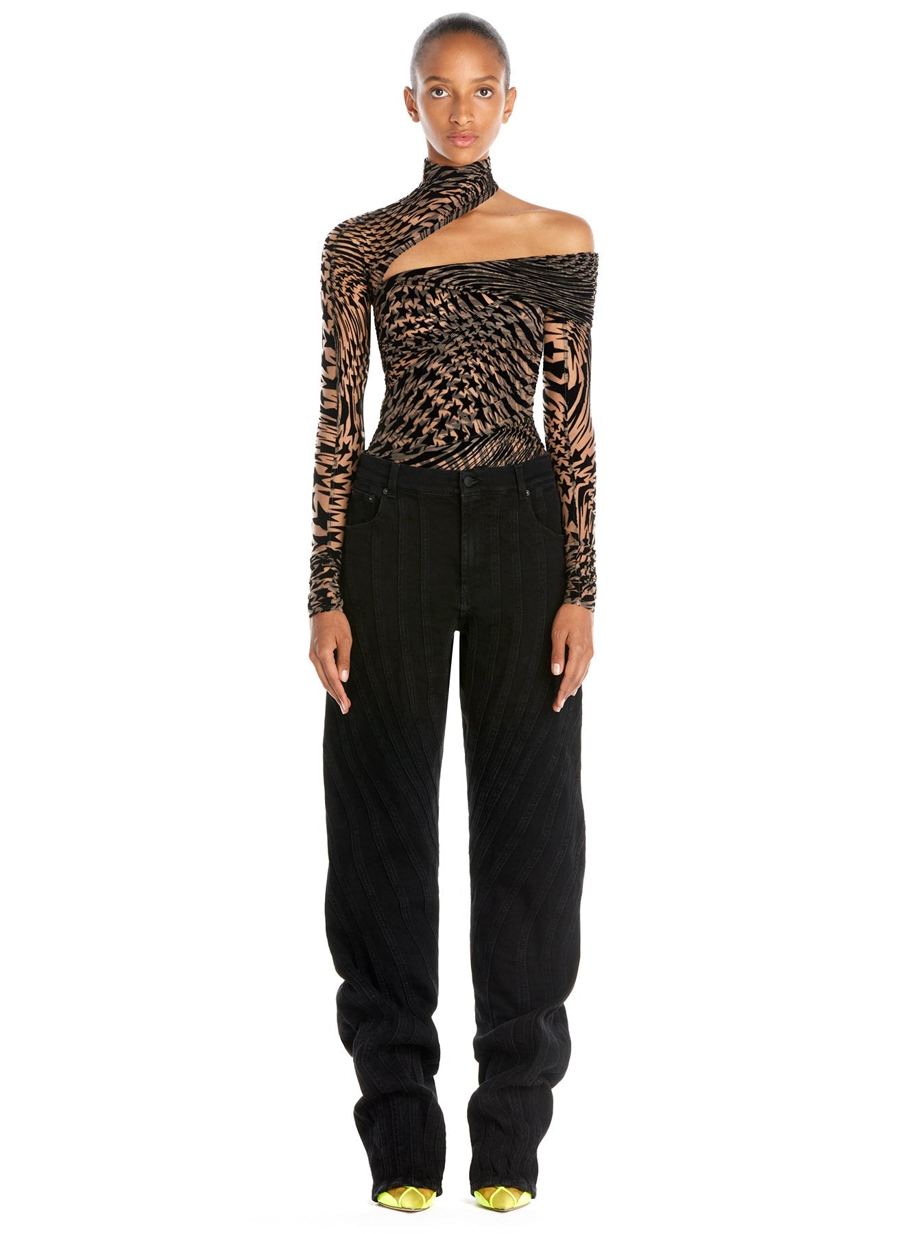 Body maille transparente étoilée - Noir & Nude