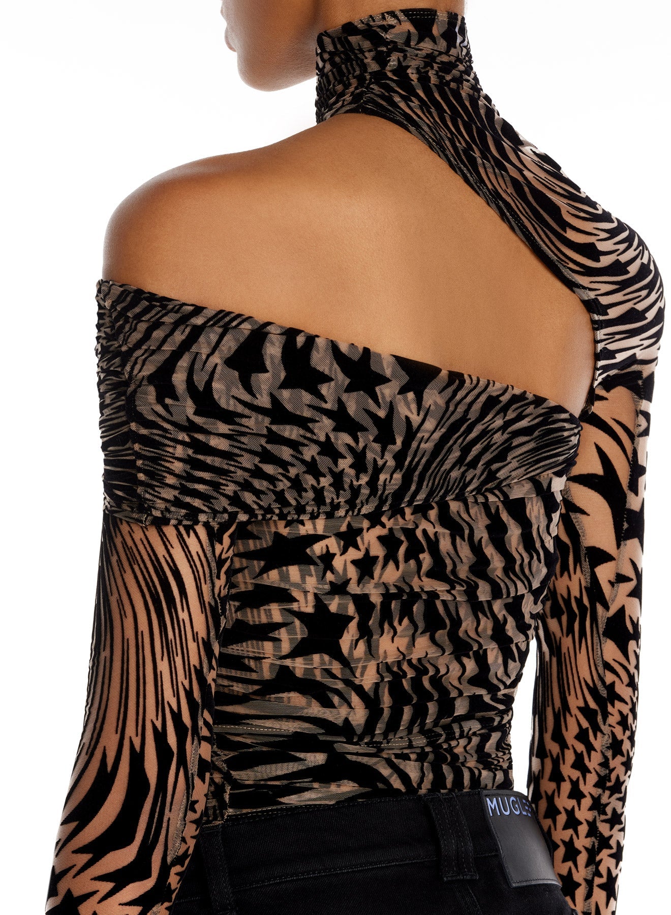 Body maille transparente étoilée - Noir & Nude