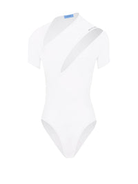 Maillot asymétrique en eco sport lycra - Blanc