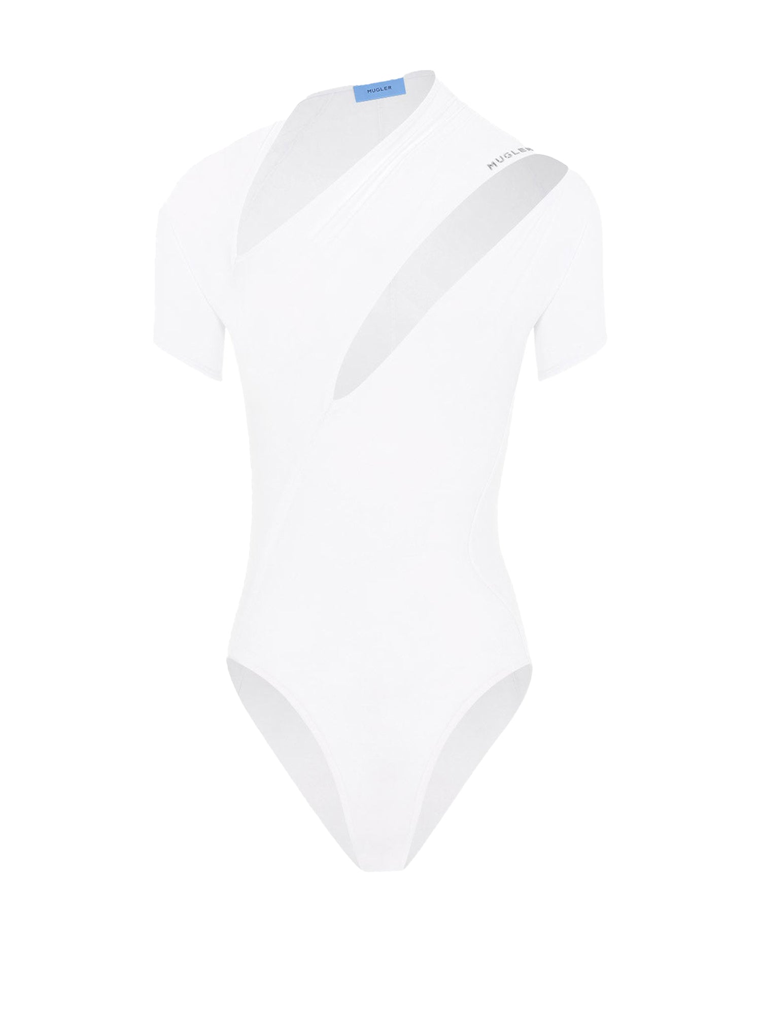 Maillot asymétrique en eco sport lycra - Blanc