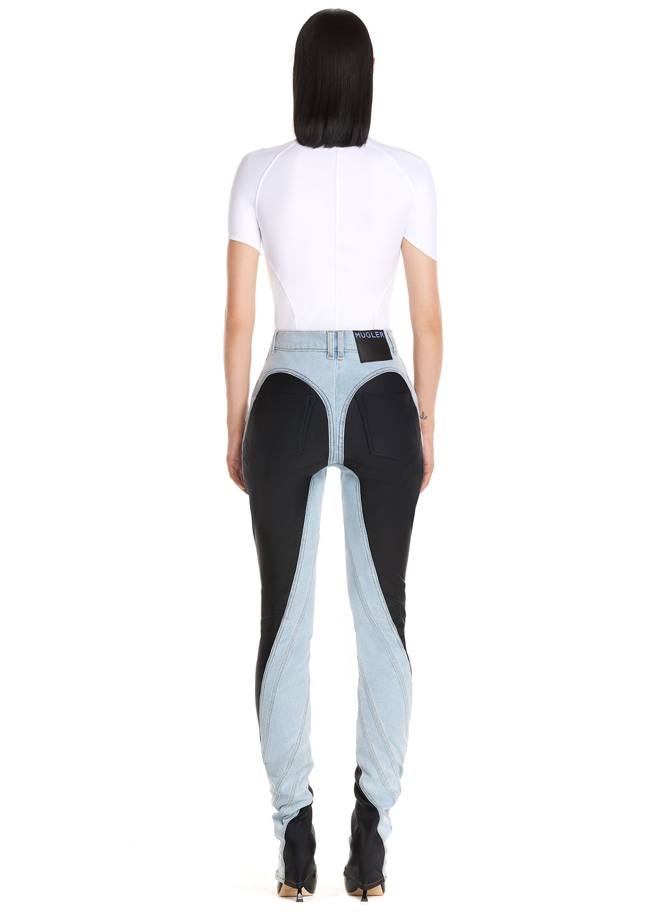 Maillot asymétrique en eco sport lycra - Blanc