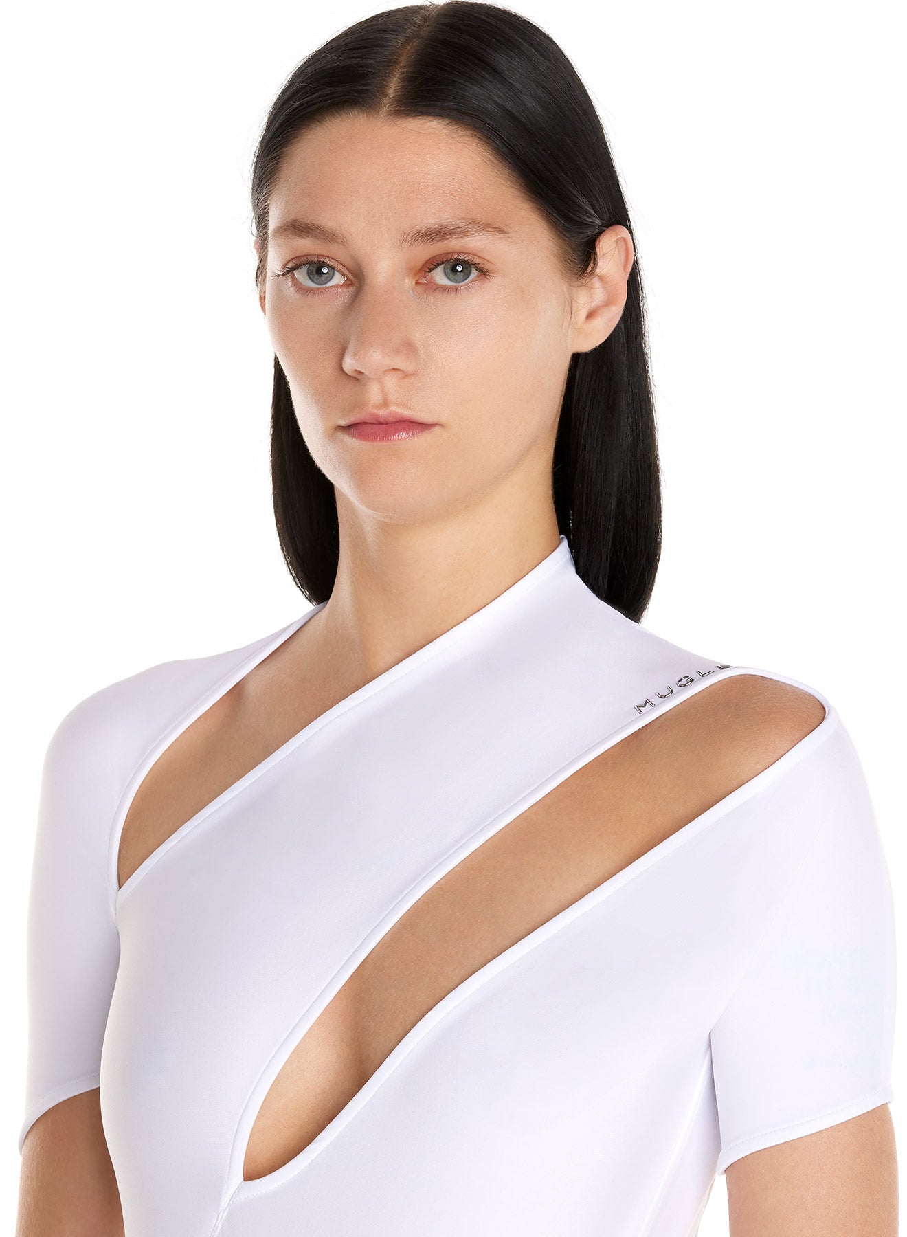 Maillot asymétrique en eco sport lycra - Blanc