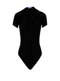 Maillot asymétrique en eco sport lycra - Noir