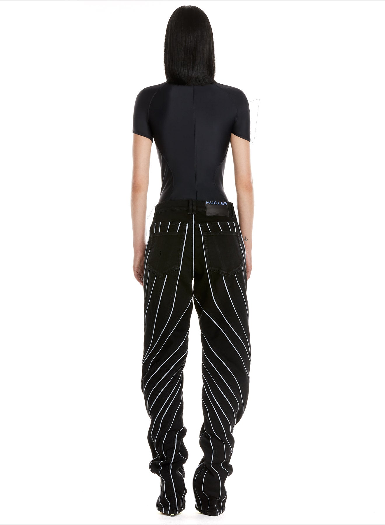 Maillot asymétrique en eco sport lycra - Noir