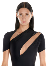 Maillot asymétrique en eco sport lycra - Noir