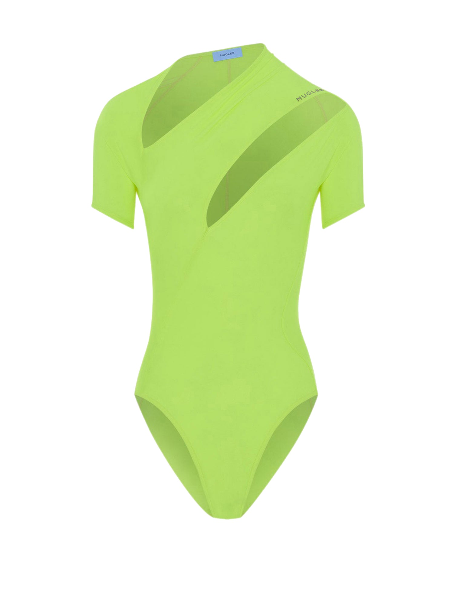 Maillot asymétrique en eco sport lycra - Neon Yellow