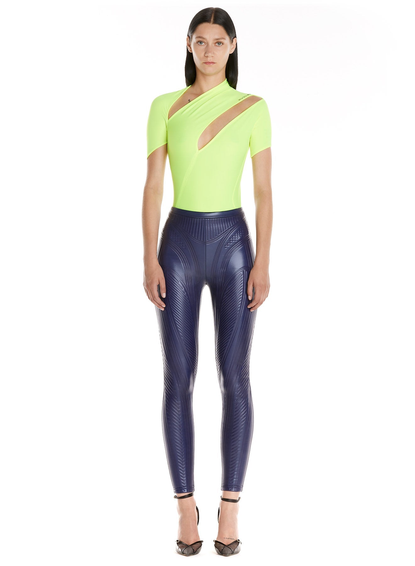 Maillot asymétrique en eco sport lycra - Neon Yellow
