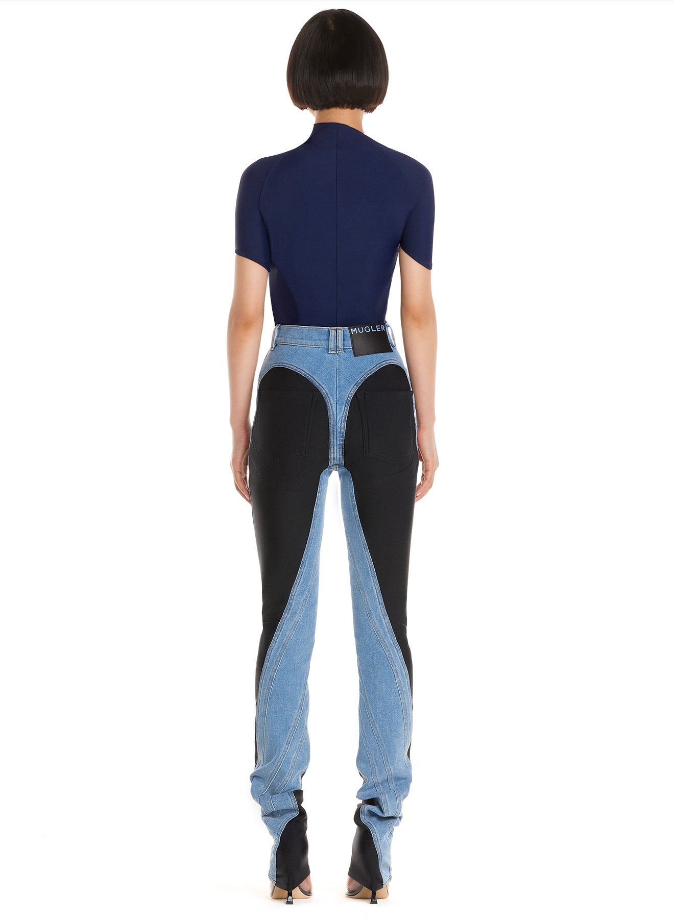 Maillot asymétrique en eco sport lycra - Midnight Blue