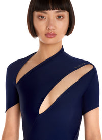 Maillot asymétrique en eco sport lycra - Midnight Blue