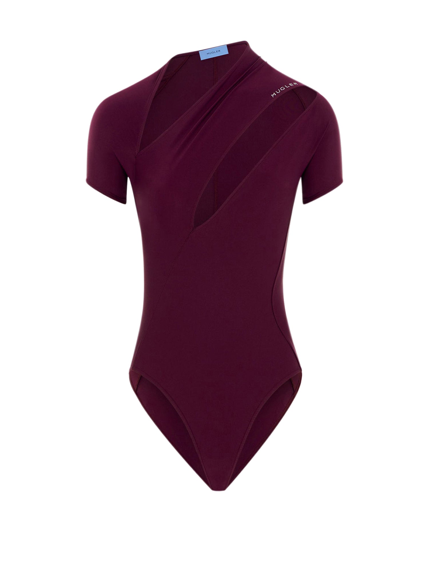 Maillot asymétrique en eco sport lycra - Raisin