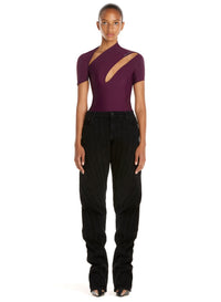 Maillot asymétrique en eco sport lycra - Raisin