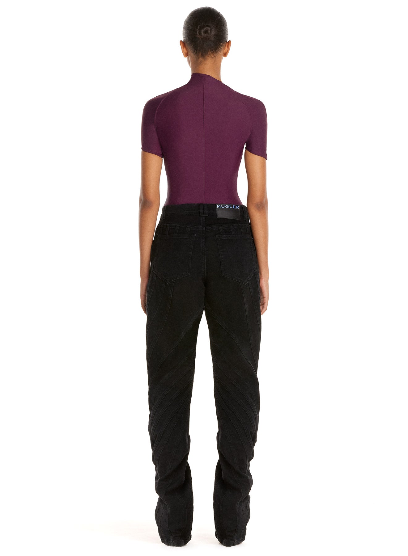 Maillot asymétrique en eco sport lycra - Raisin