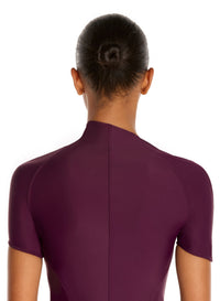 Maillot asymétrique en eco sport lycra - Raisin