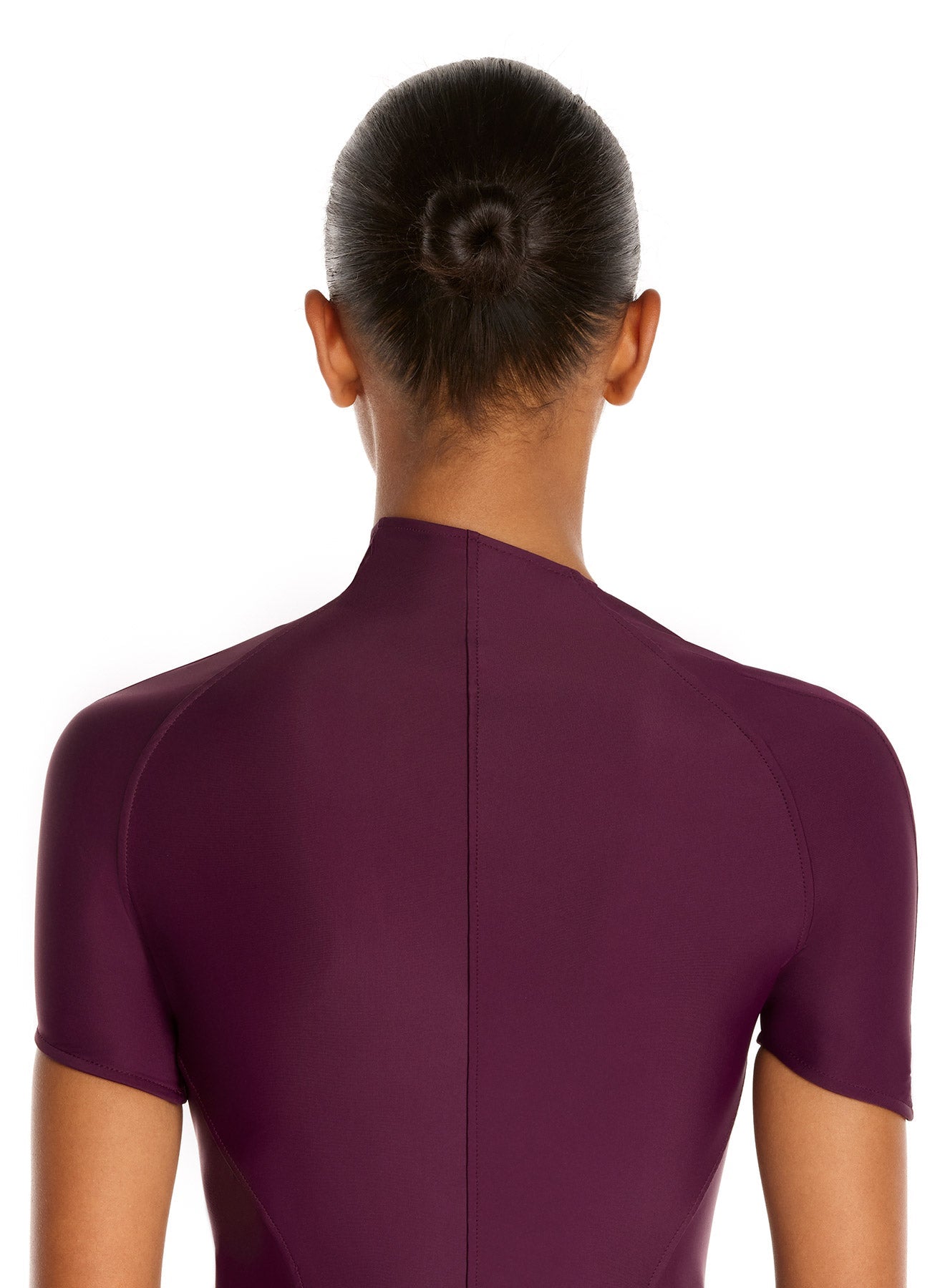 Maillot asymétrique en eco sport lycra - Raisin