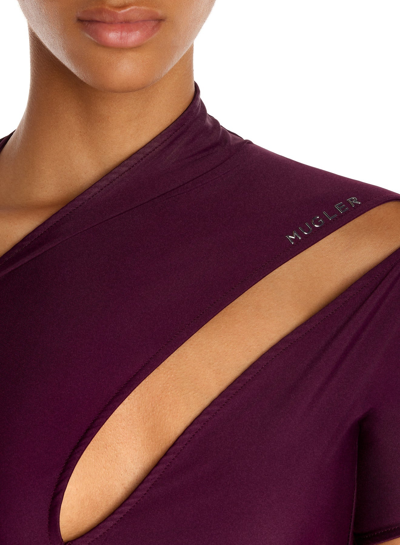 Maillot asymétrique en eco sport lycra - Raisin