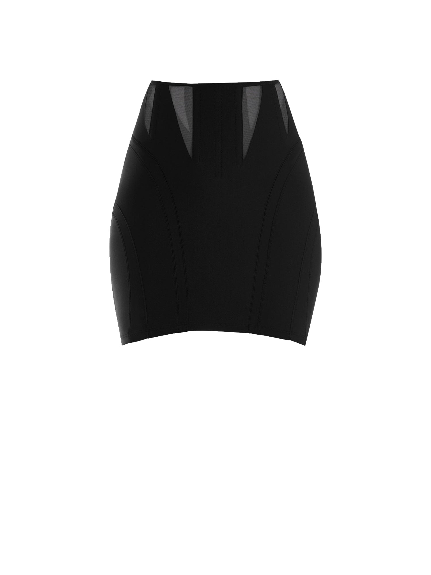 Mini jupe corset cintrée en eco lycra  - Noir
