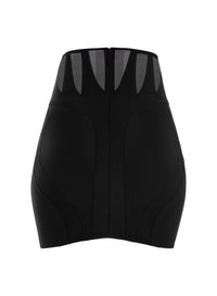 Mini jupe corset cintrée en eco lycra  - Noir
