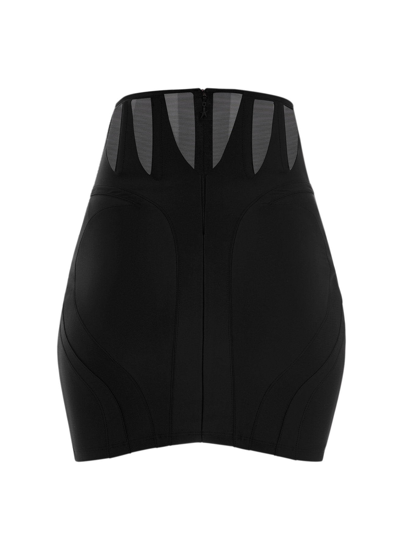Mini jupe corset cintrée en eco lycra  - Noir