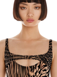 Robe en maille transparente étoilée - Noir & Nude