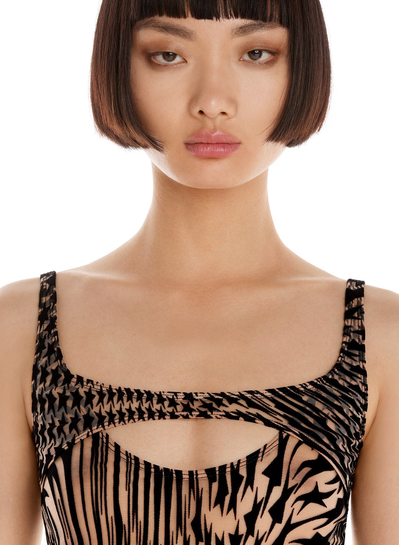 Robe en maille transparente étoilée - Noir & Nude